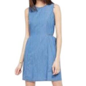 Kate Spade blue sleeveless pleated fit and flare denim mini dress size 0